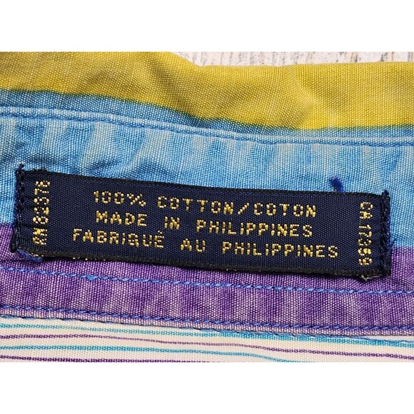 Vintage Colours Shirt Men Large MultiColor Stripe 90's Style By Alexander Julian - Picture 6 of 8